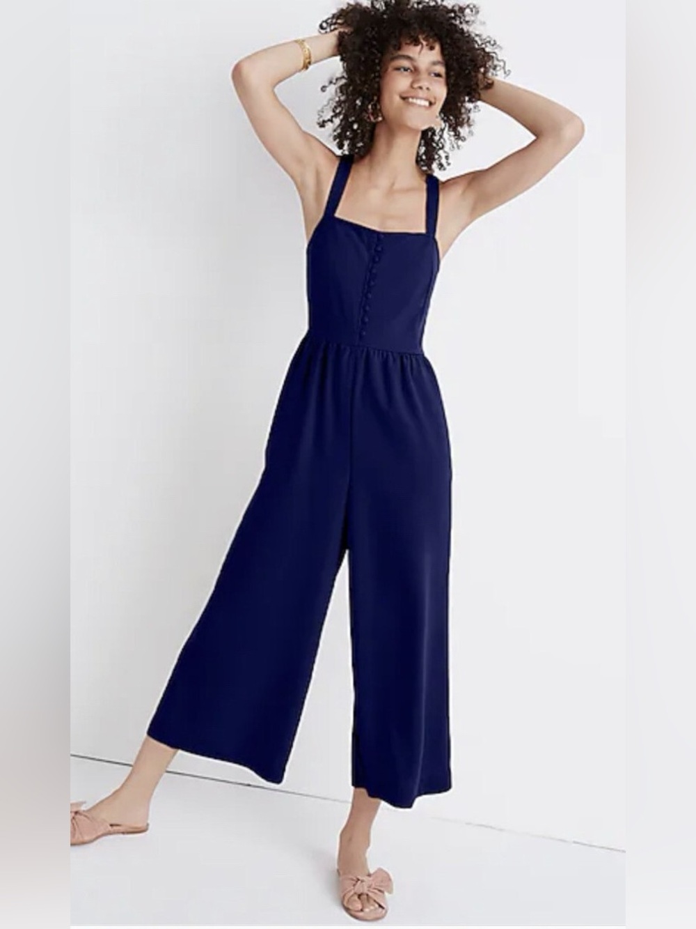 Madewell Smocked Button Front Jumpsuit